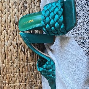 Lil Twist Satin Braided Mules Fashion Nova Turquoise Braided Heels
